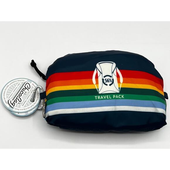 Eco-Friendly ChicoBag Travel Pack rePETe – Retro Stripe Foldable Backpack 15 L - Picture 2 of 3